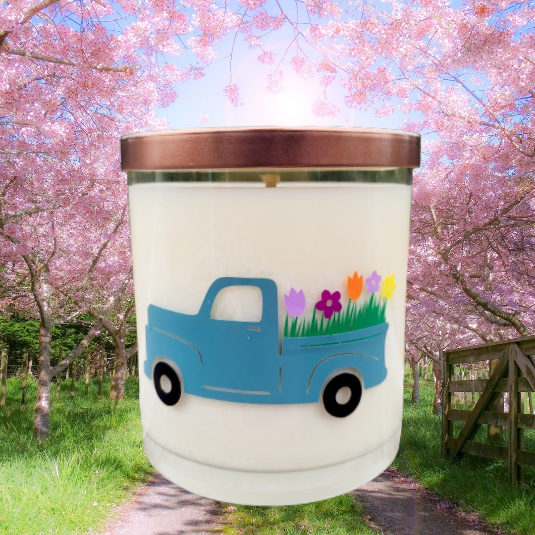 Blue Vintage Spring truck Lilac Blossom