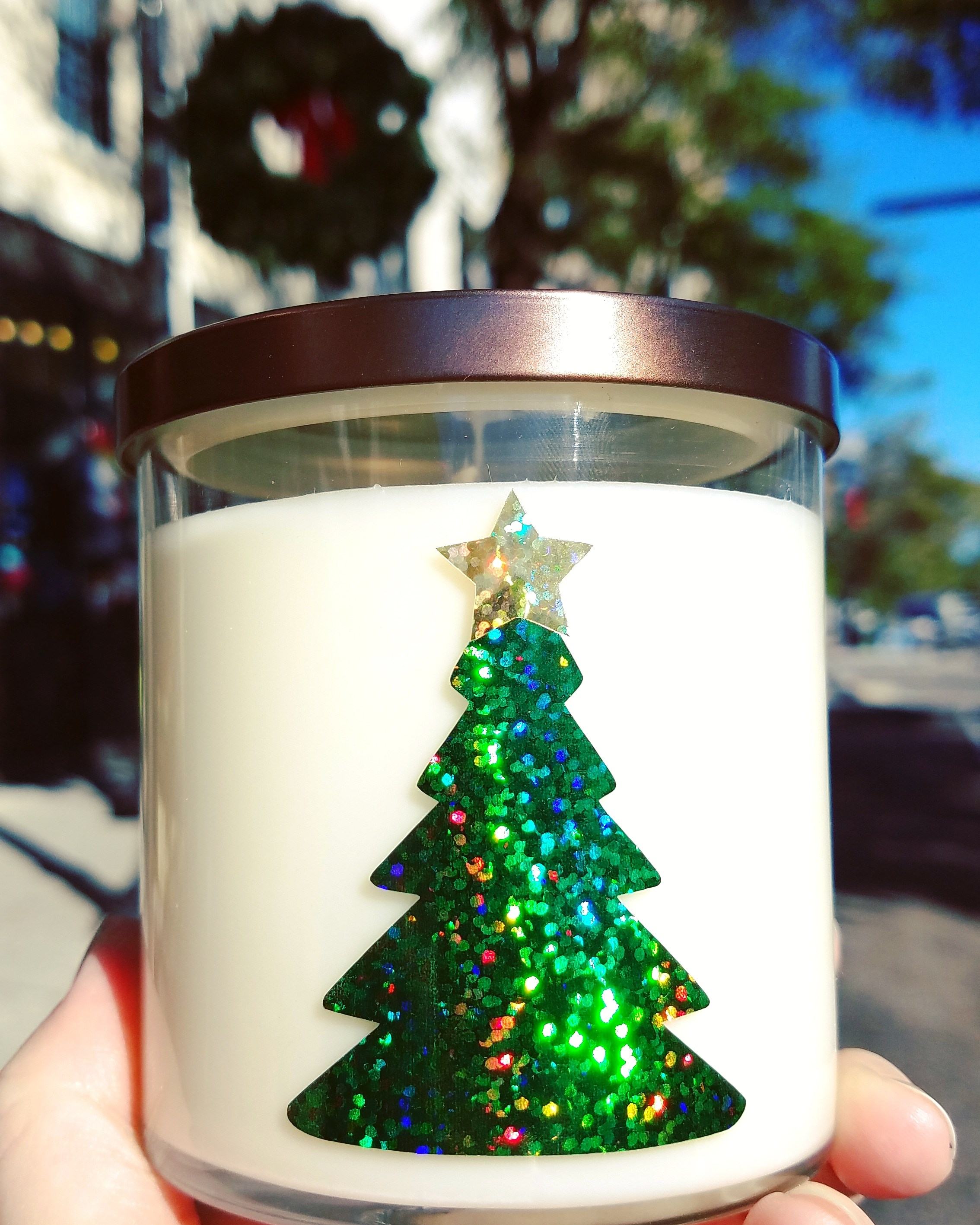 Holiday tree jar in Frosted Bayberry