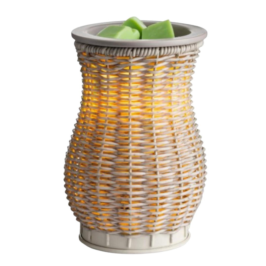 Gray washed wicker wax melter