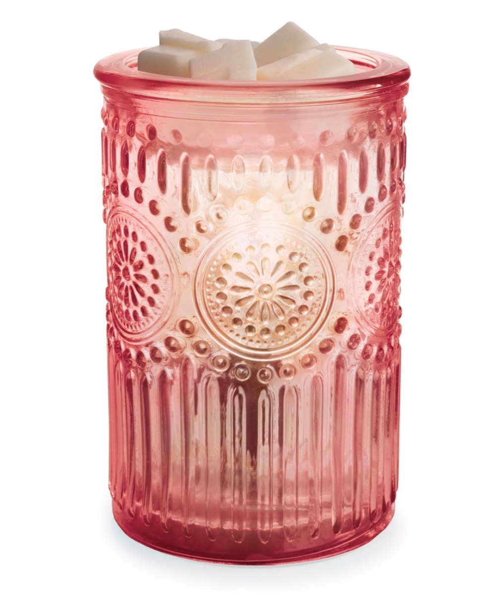  Vintage pink glass wax melter