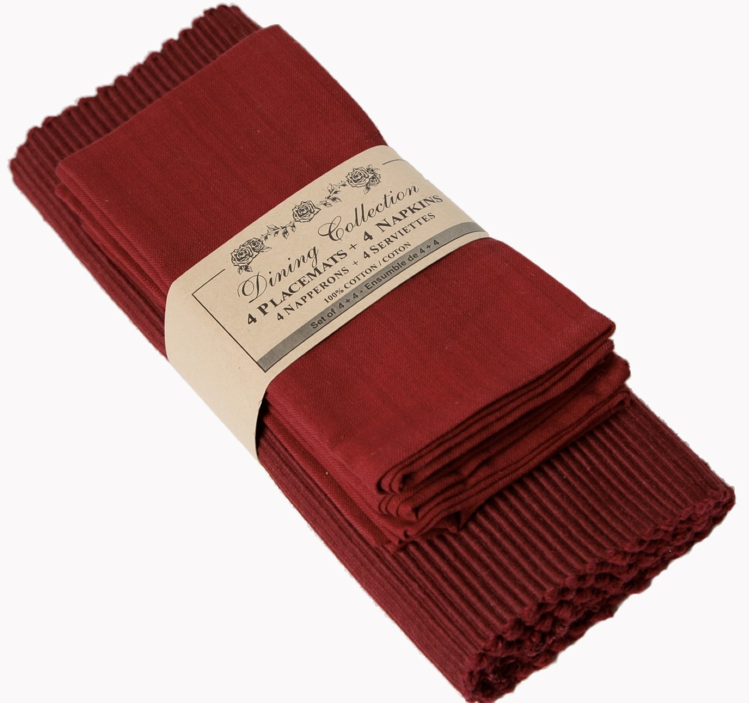 Placemat and napkin set burgundy