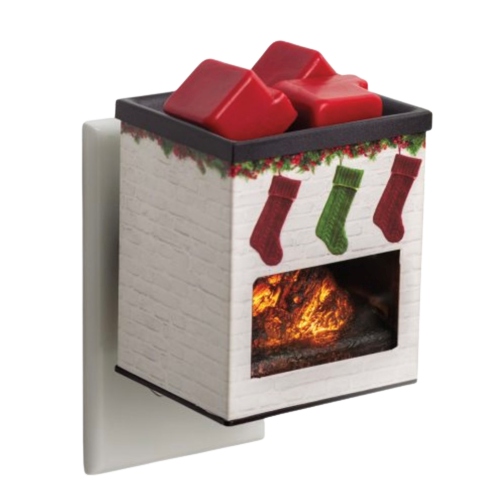 Festive fireplace wax melter plug in