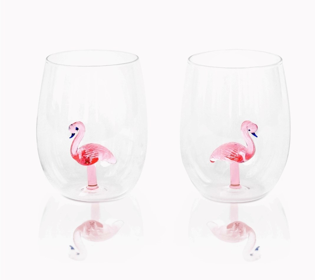 3D Flamingo Wine glass