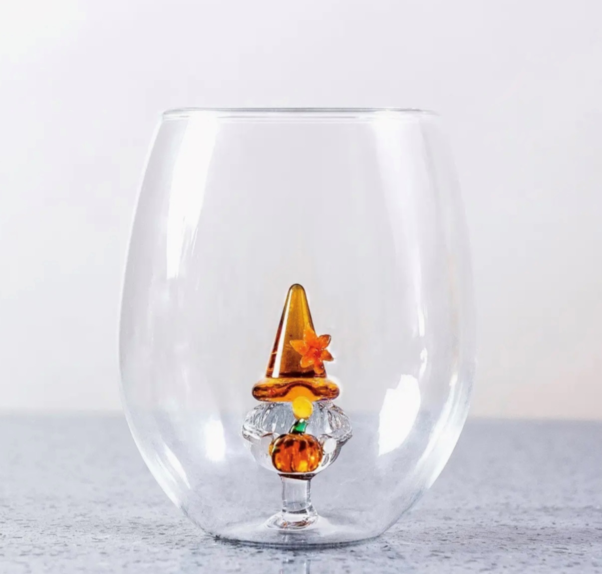 3D Autumn Gnome Wine glass