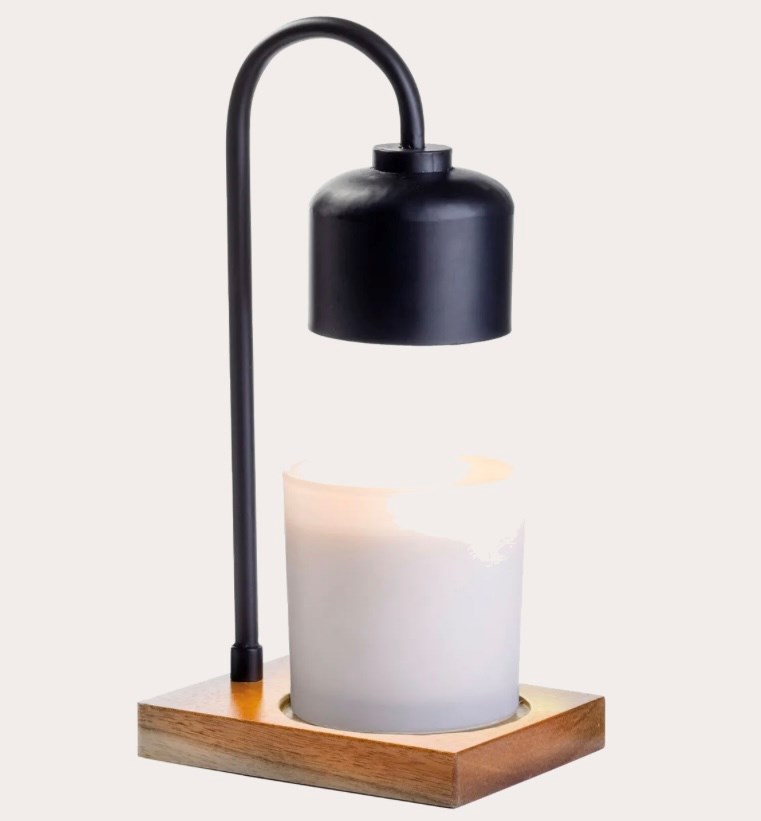 Black & Wood Arched Candle Lamp