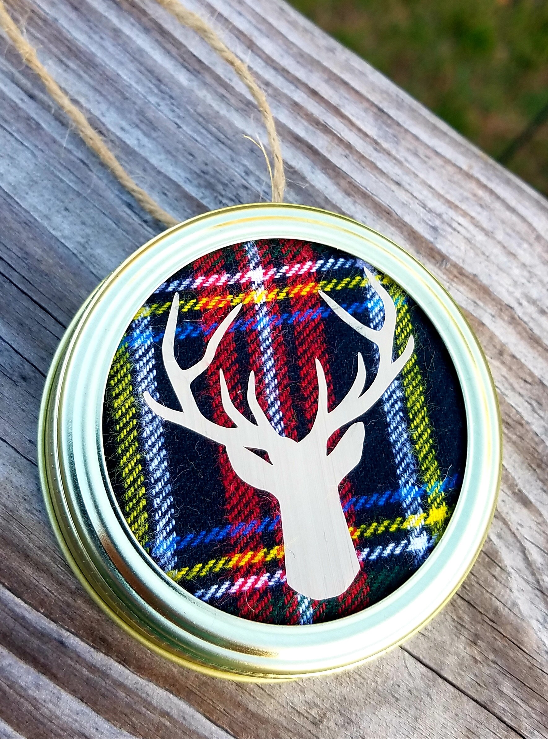 Plaid w/ gold deer