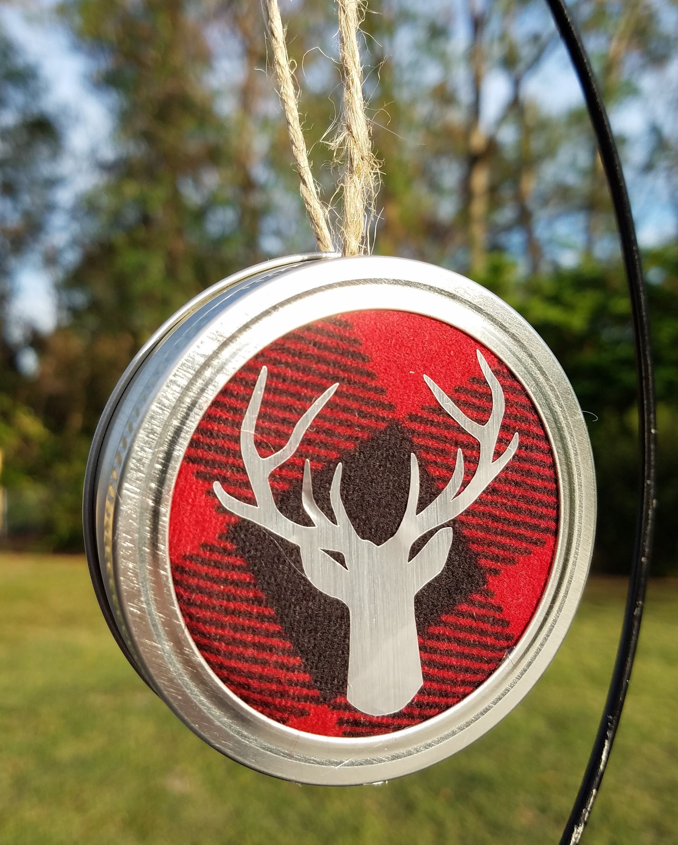 Red buffalo check w/ silver deer