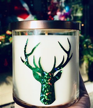 Green glitter deer jar in Christmas Morning
