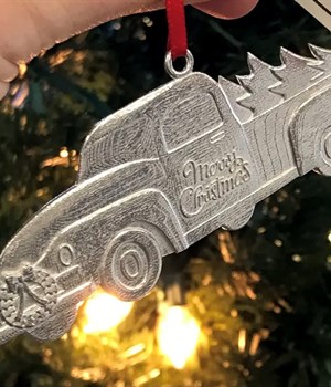 Pewter Vintage truck with tree