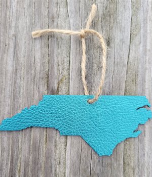 Teal faux leather NC ornament