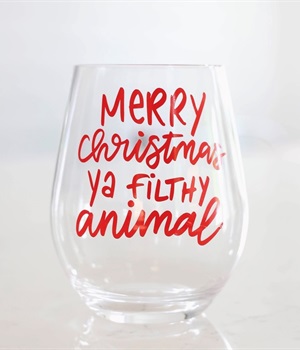 Acrylic Wine glass- Merry Christmas Filthy Animal