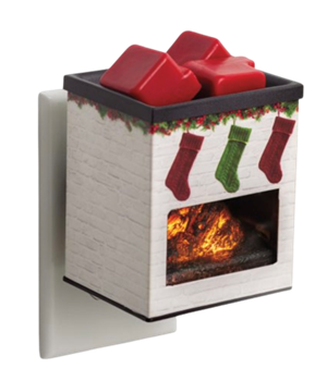 Festive fireplace wax melter plug in