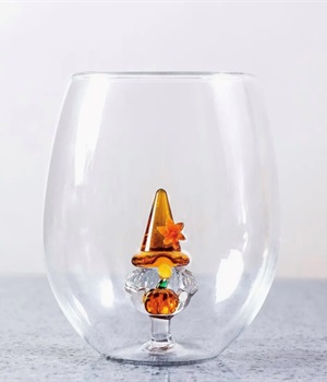 3D Autumn Gnome Wine glass
