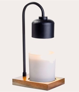 Black & Wood Arched Candle Lamp