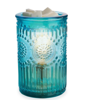   Vintage blue glass wax melter