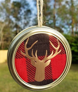 Red buffalo check w/ gold deer